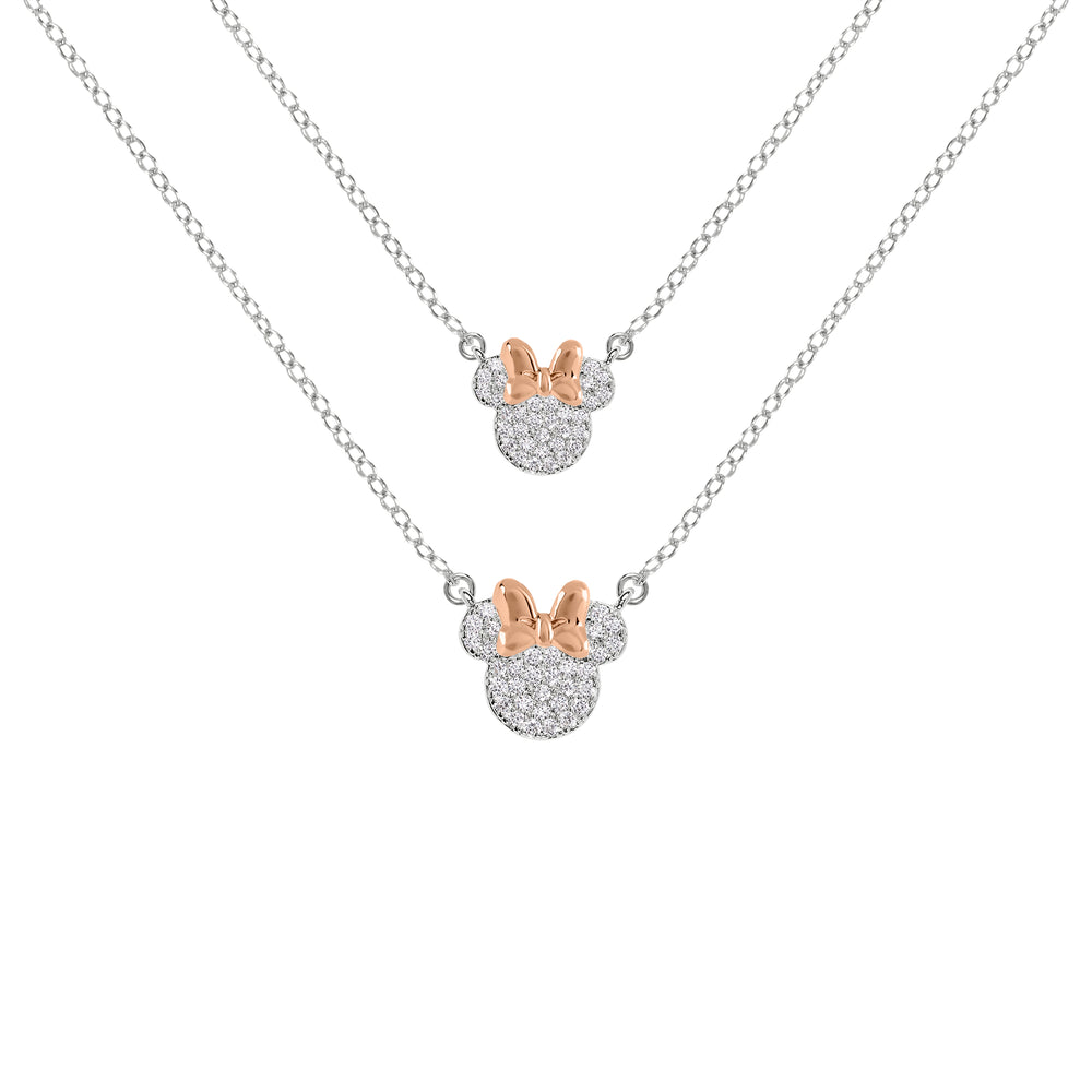 MINNIE - Mother & Daughter Set - 2 Shiny Silver Brass Plated Necklaces