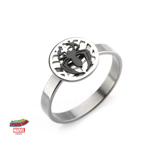 MARVEL - Women's Silver Plated Brass Spider-Man Ring - Size 6