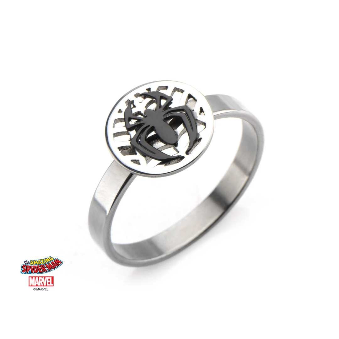 MARVEL - Women's Silver Plated Brass Spider-Man Ring - Size 7
