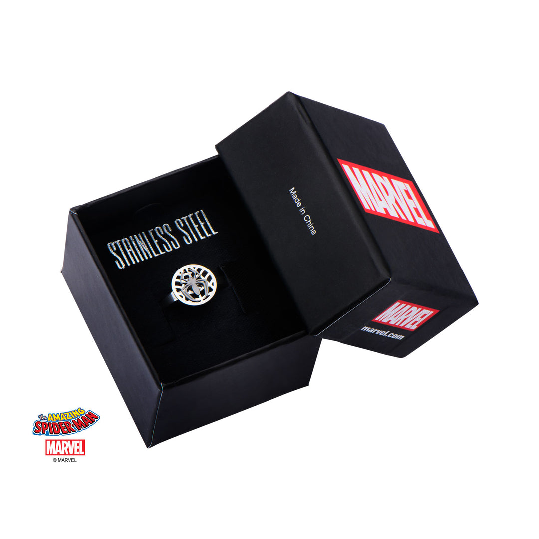 MARVEL - Women's Silver Plated Brass Spider-Man Ring - Size 6