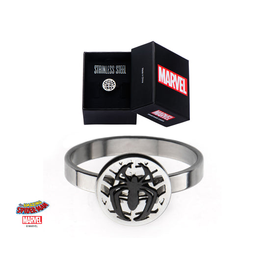 MARVEL - Women's Silver Plated Brass Spider-Man Ring - Size 6