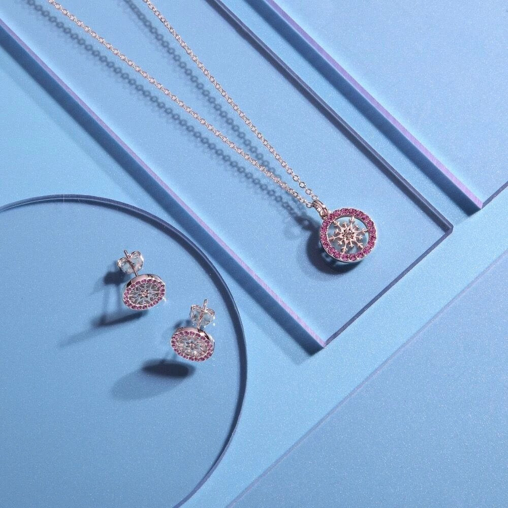 FROZEN 2 - Snowflake Birhstone Stud Earrings Jan 'SS Rhodium Plated'