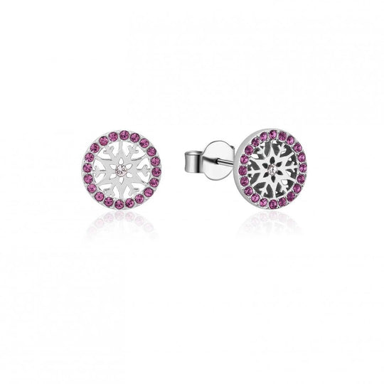 FROZEN 2 - Snowflake Birhstone Stud Earrings Feb 'SS Rhodium Plated'