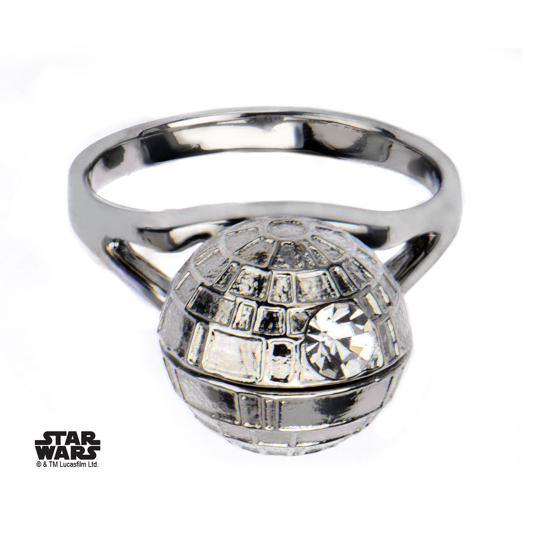 STAR WARS - Women's Stainless Steel 3D Death Star Ring - Size 6