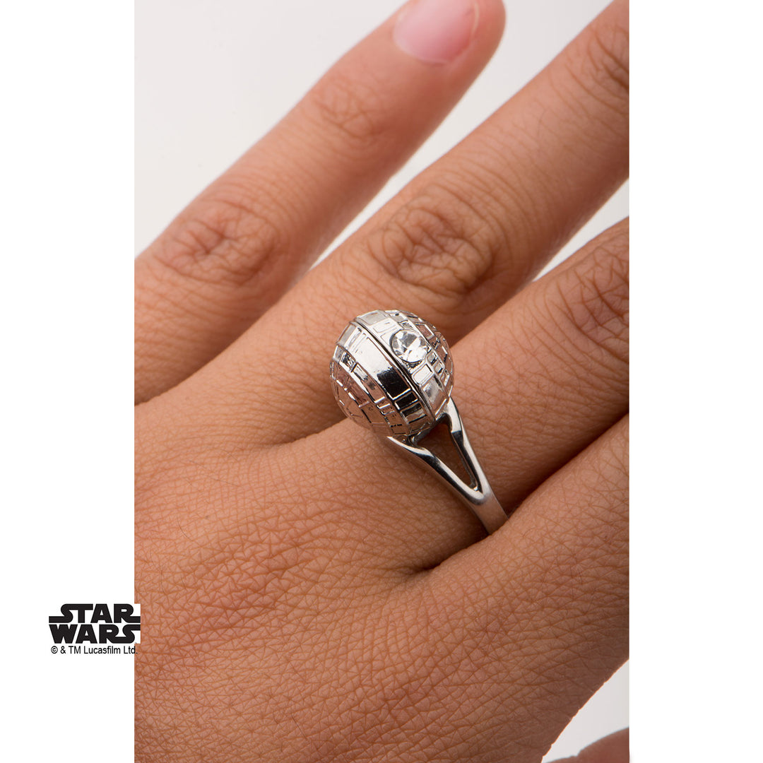 STAR WARS - Women's Stainless Steel 3D Death Star Ring - Size 6