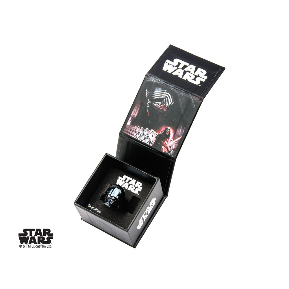 STAR WARS - Men's Stainless Steel Black 3D Darth Vader Ring - Size 12