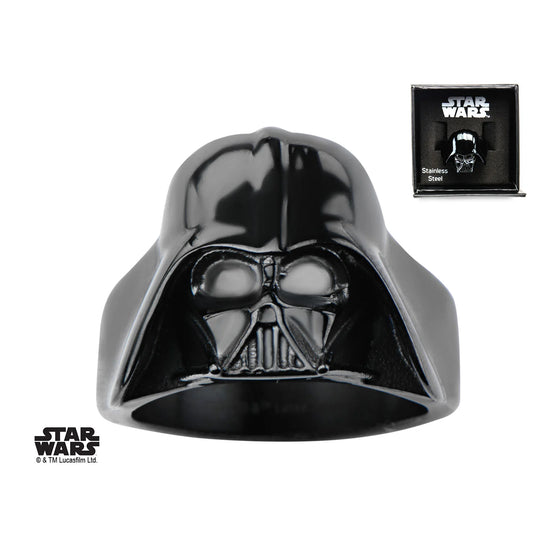 STAR WARS - Men's Stainless Steel Black 3D Darth Vader Ring - Size 11