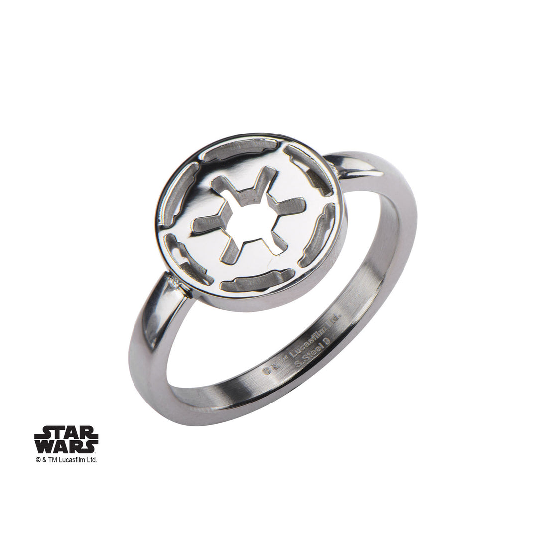 STAR WARS - Women's Stainless Steel Galatic Empire Cut Ring - Size 6