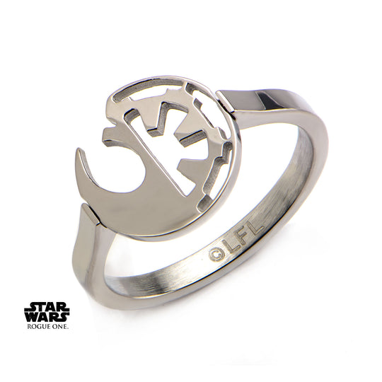 STAR WARS - Women's Stainless Steel Rebel Empire Cut Ring - Size 6