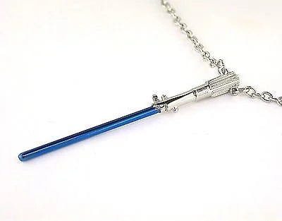 STAR WARS - Stainless Steel Blue Lightsaber Pendant Necklace