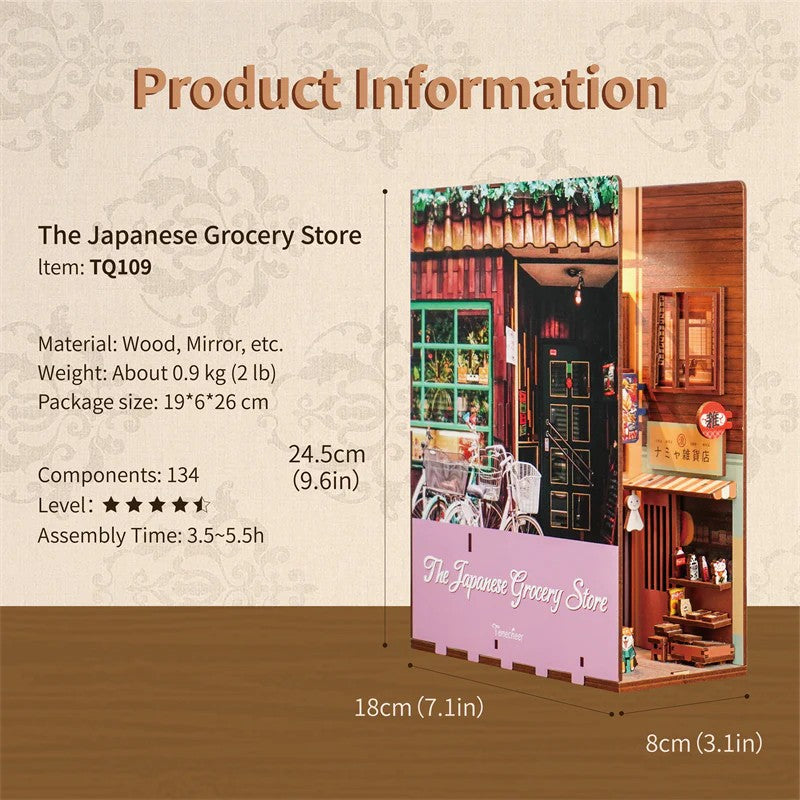 BOOK NOOK KIT - DIY- Japanese Grocery Store - 134pcs + LED Light