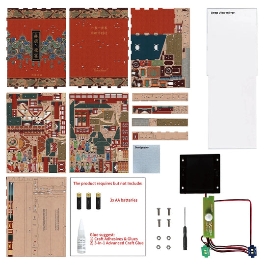BOOK NOOK KIT - DIY- The banquet of Tang Dynasty - 260pcs + LED Light