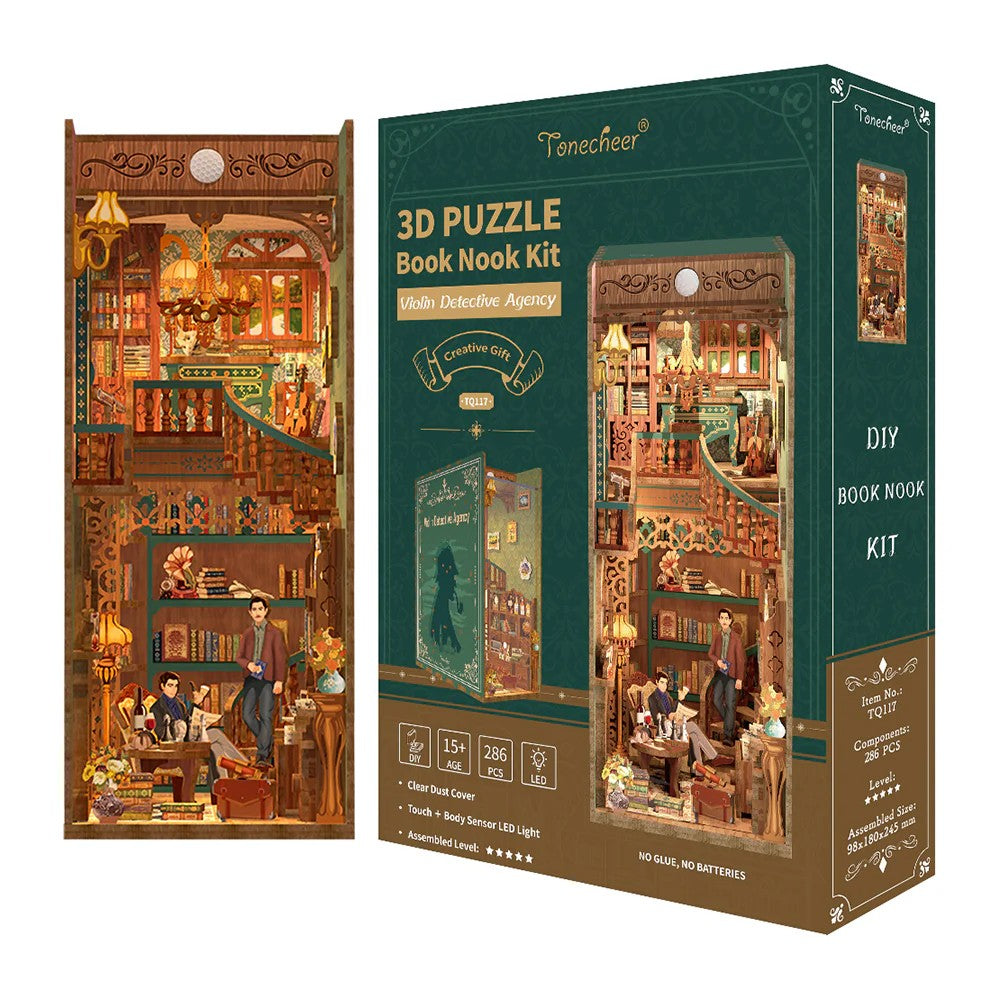 BOOK NOOK KIT - DIY- Violin Detective Agency - 286pcs + LED Light