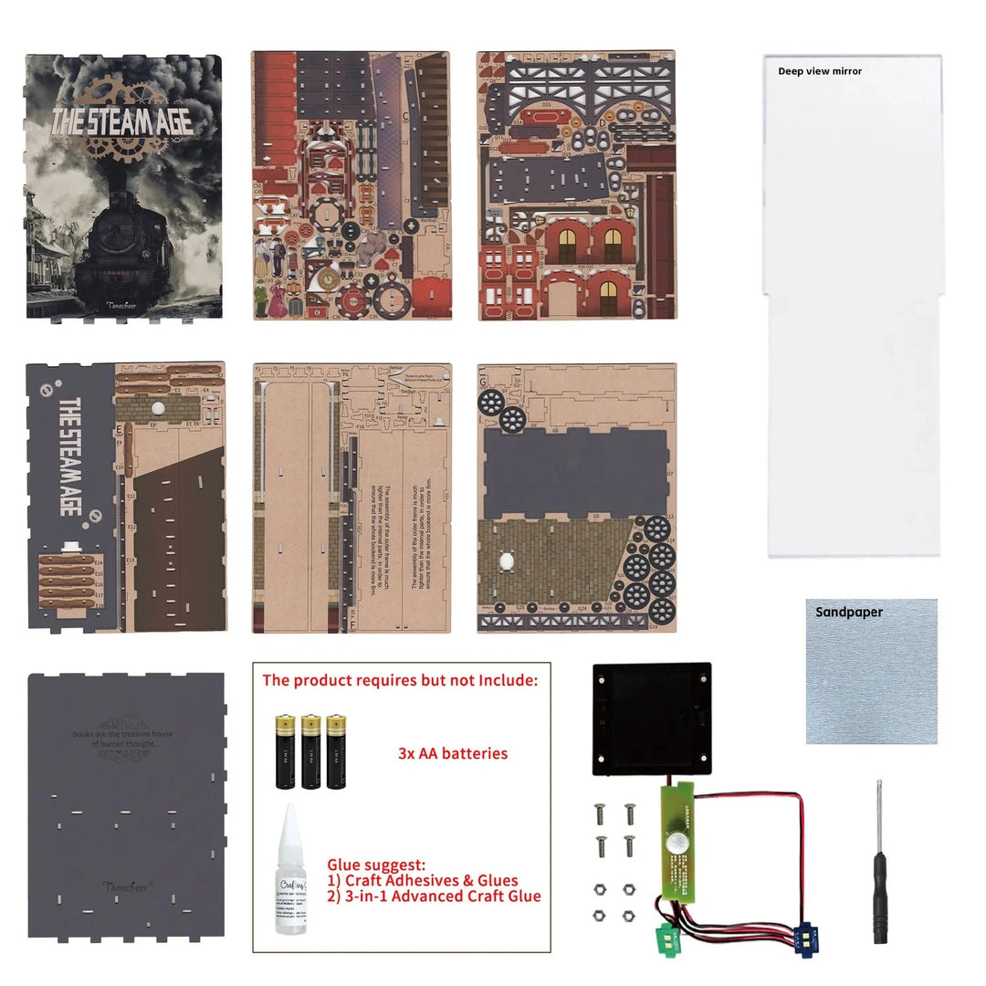 BOOK NOOK KIT - DIY- The steam age - 164pcs + LED Light