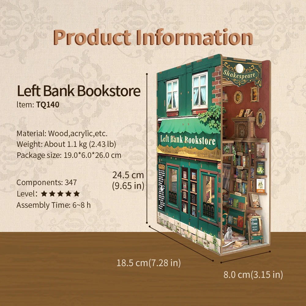 BOOK NOOK KIT - DIY- Left Bank Bookstore - 347pcs + LED Light