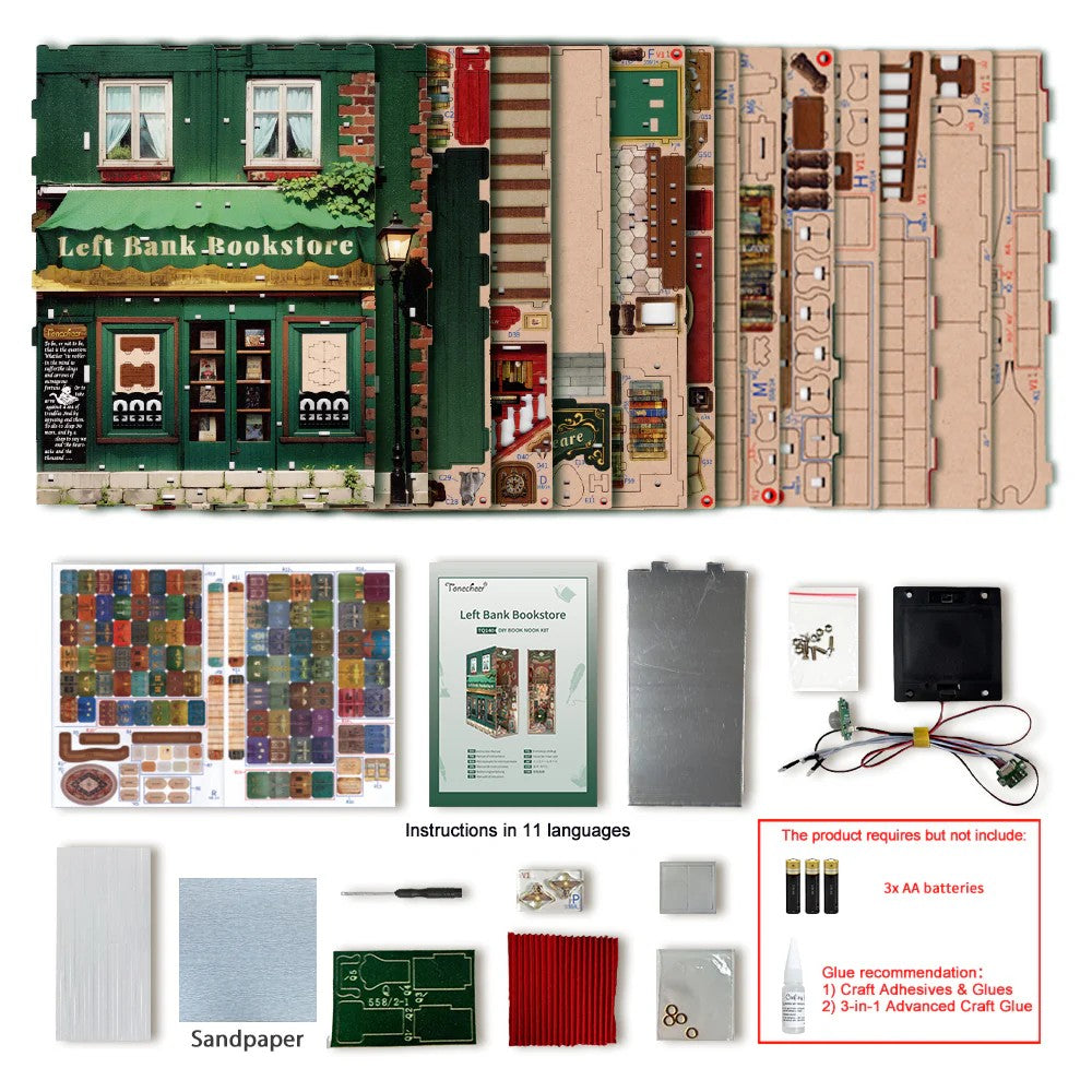 BOOK NOOK KIT - DIY- Left Bank Bookstore - 347pcs + LED Light