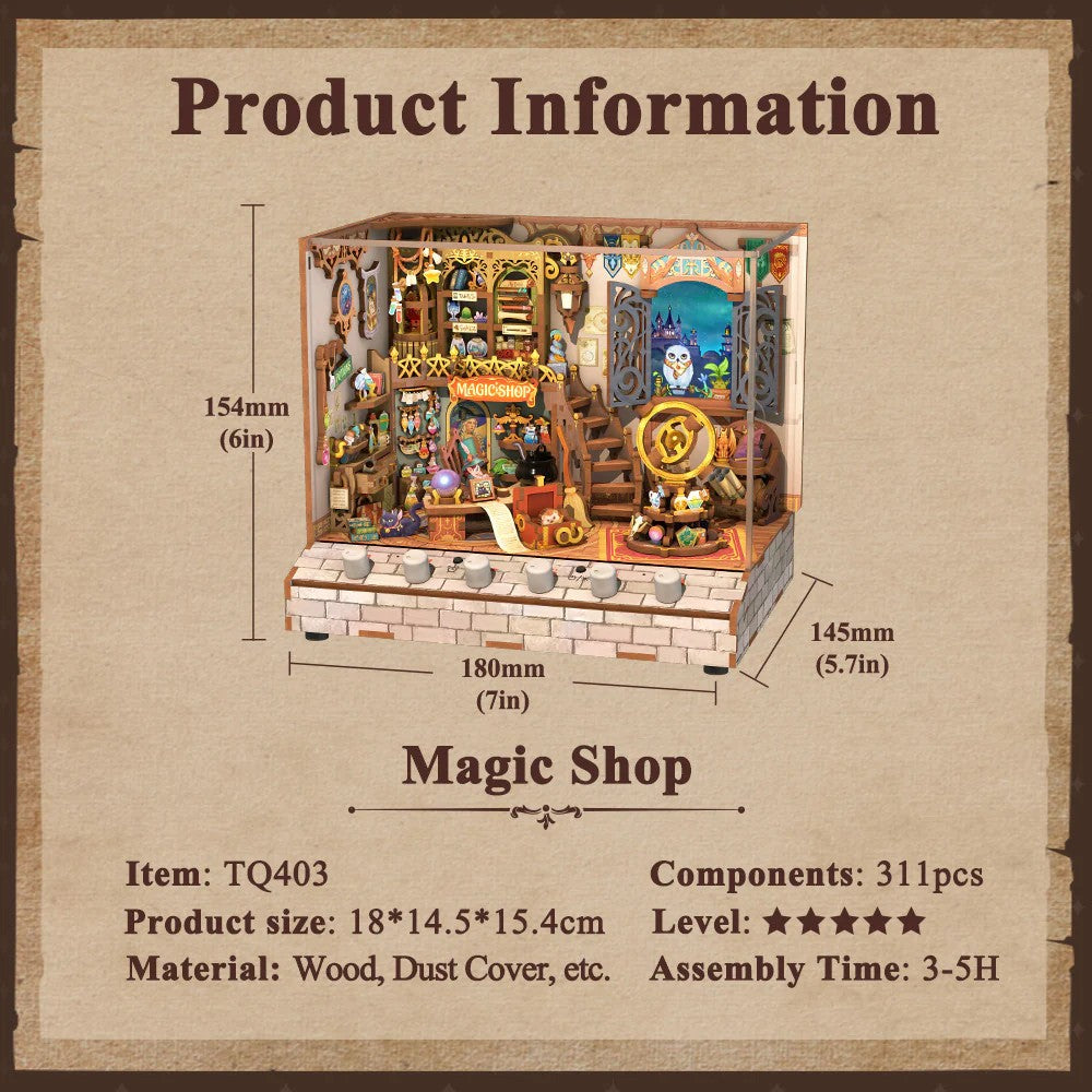BOOK NOOK KIT - DIY- Magic Shop - 311pcs + LED Light