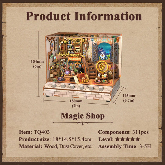 BOOK NOOK KIT - DIY- Magic Shop - 311pcs + LED Light