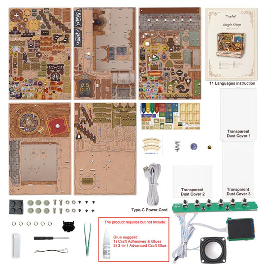 BOOK NOOK KIT - DIY- Magic Shop - 311pcs + LED Light