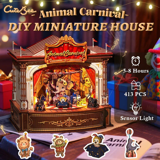BOOK NOOK KIT - DIY - Animal Carnival - 413pc + LED Light
