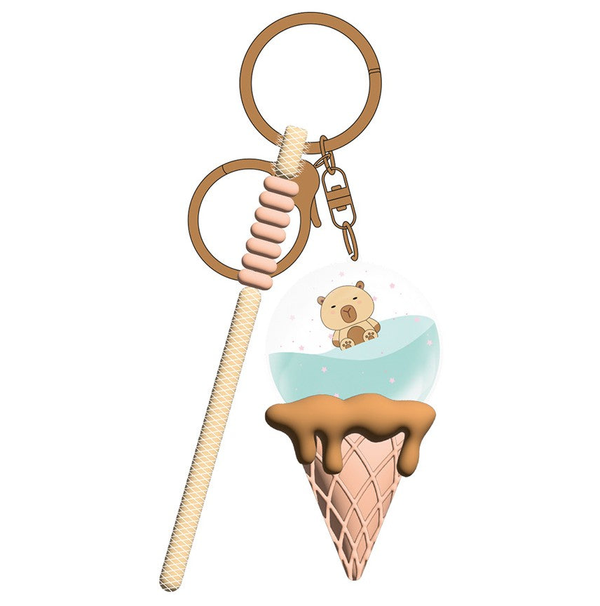 KAWAII - Ice Cream Capybara - Keychain