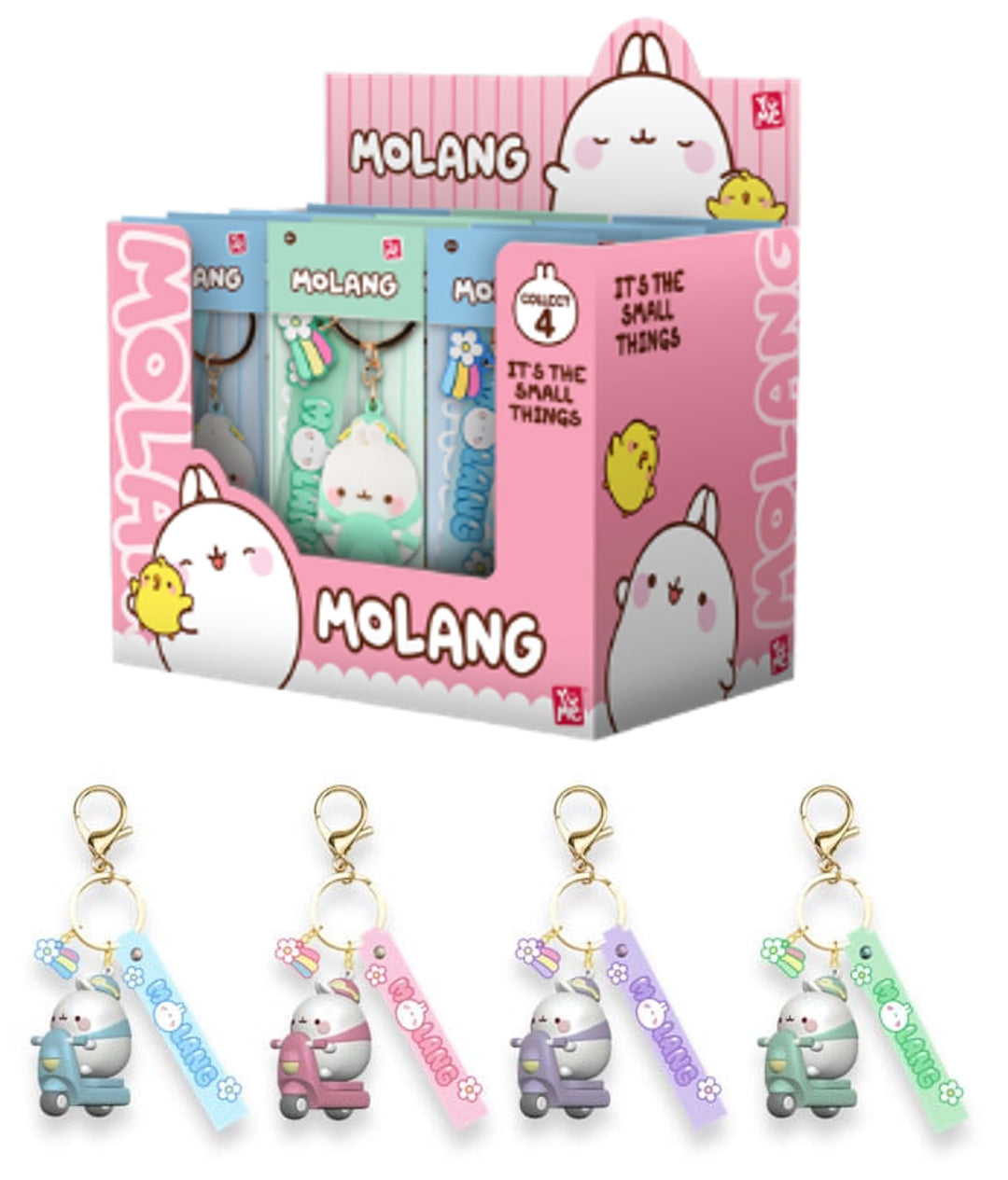 MOLANG - Scooter Series - Assortiment 12 Keychain 6-7cm Blind Box