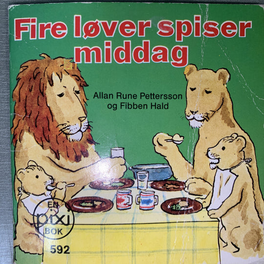 Fire løver spiser middag. Pixi nr. 592. Hefte.