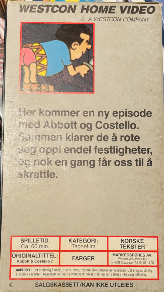 Download / Stream: Abbott & Costello (Helan & Halvan). Vol. 7.  VHS slipcase. Norwegian subtitles.