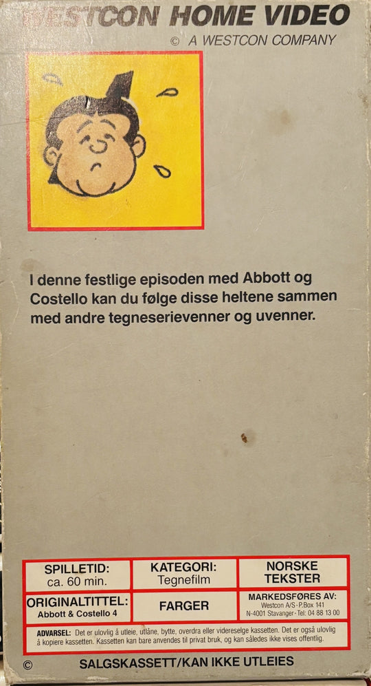 Download / Stream: Abbott & Costello (Helan & Halvan). Vol. 4.  VHS slipcase. Norwegian subtitles.