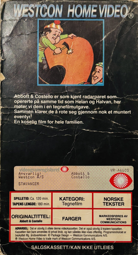 Download / Stream: Abbott & Costello (Helan & Halvan). Vol. 1 & 2.  VHS slipcase. Norwegian subtitles.