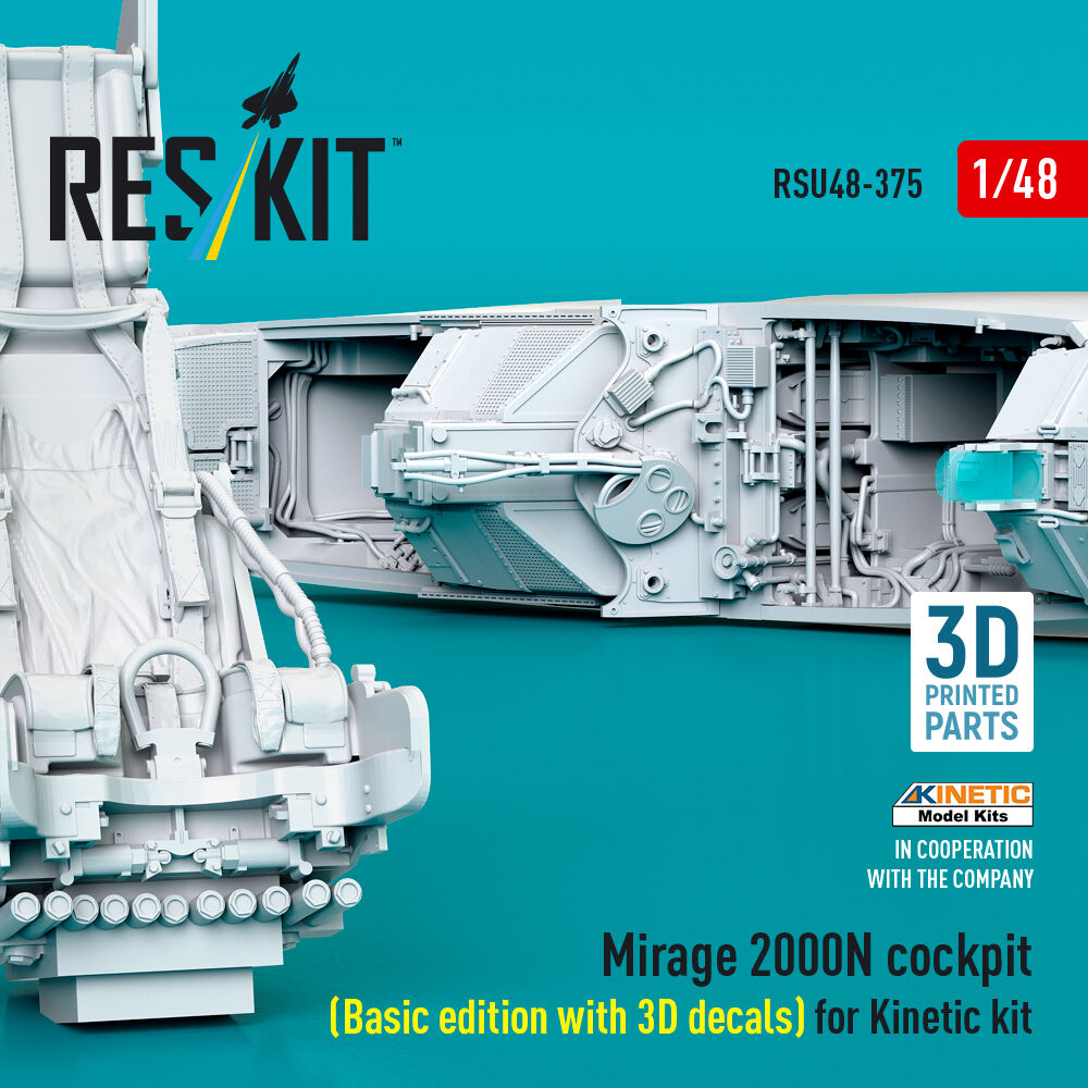 Mirage 2000N cockpit (Basic edition with 3D decals) for Kinetic kit (3D Printed)