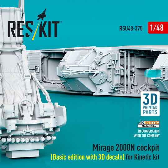Mirage 2000N cockpit (Basic edition with 3D decals) for Kinetic kit (3D Printed)