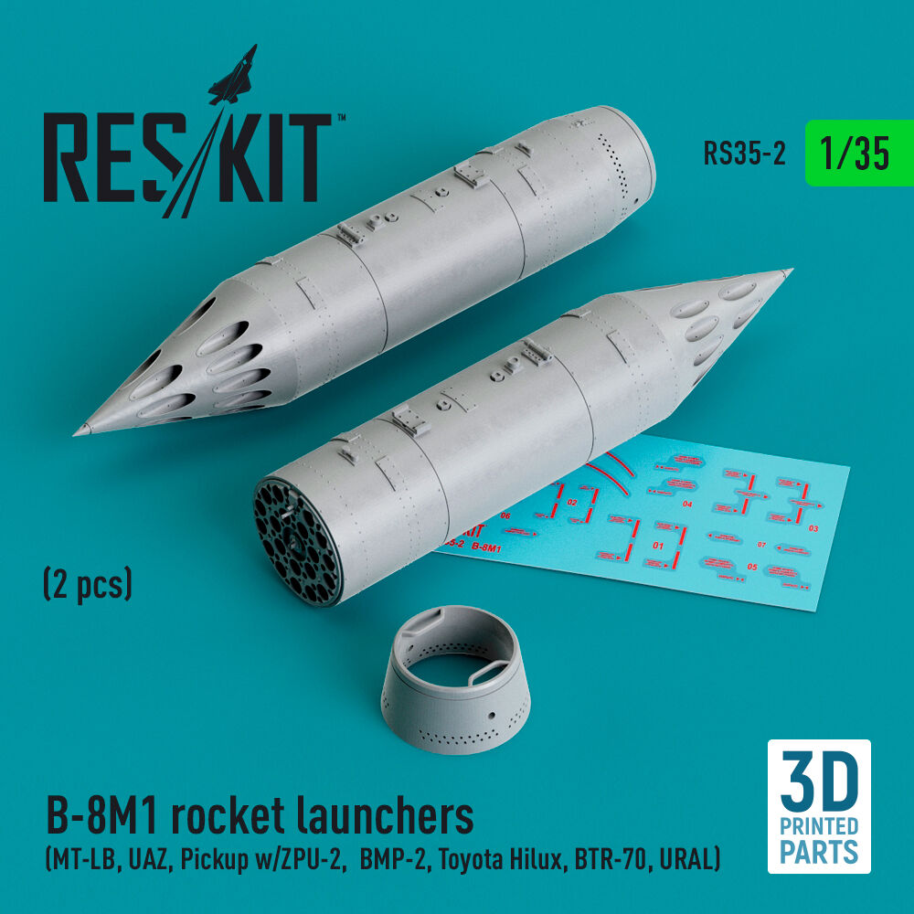 B-8M1 rocket launchers (2 pcs) (MT-LB, UAZ, Pickup w/ZPU-2, BMP-2, Toyota Hilux, BTR-70, URAL) (3D Printed)