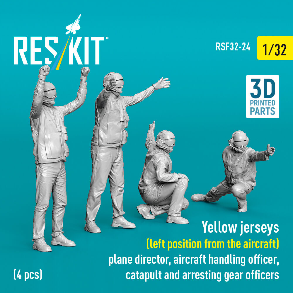 Yellow jerseys (Left position from the aircraft) plane director, aircraft handling officer, catapult and arresting gear officers (4 pcs) (3D Printed)