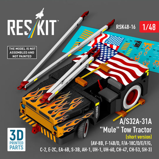 A/S32A-31A Mule Tow Tractor (short version) (AV-8B, F-14B/D, F/A-18C/D/E/F/G, C-2, E-2?, EA-6B, S-3B, AH-1, UH-1, UH-60, CH-47, CH-53, SH-3) (3D Printed model kit)