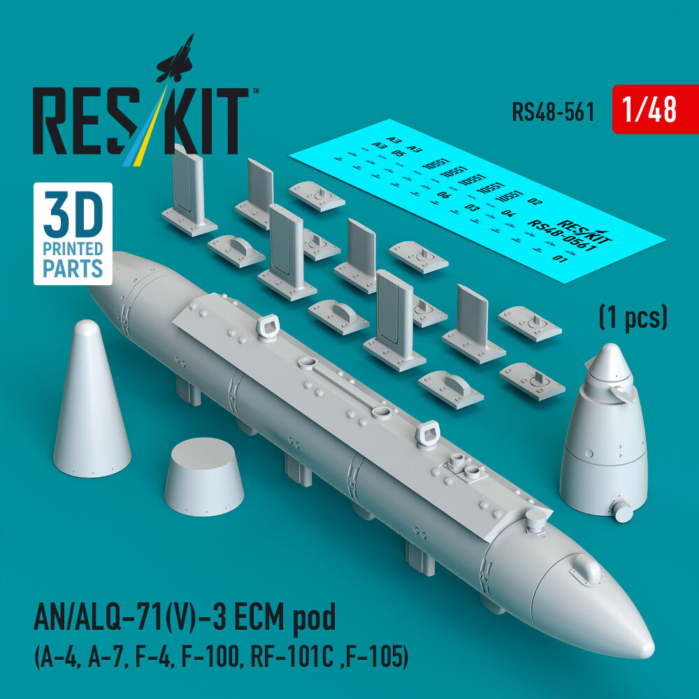 AN/ALQ-71(V)-3 ECM pod (A-4, A-7, F-4, F-100, RF-101C, F-105) (1pcs) (3D Printed)