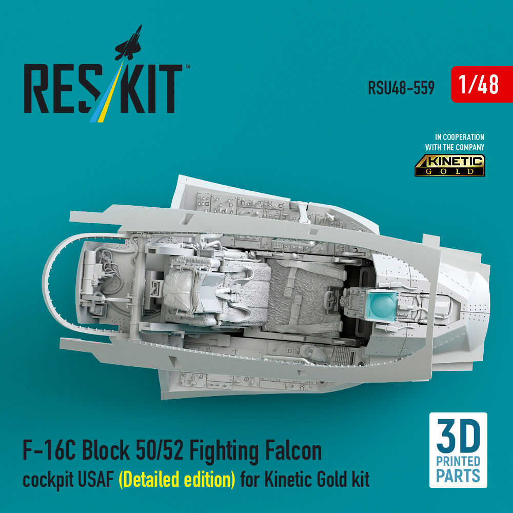 F-16C Block 50/52 Fighting Falcon cockpit USAF (Detailed edition) (3D Printed) for Kinetic