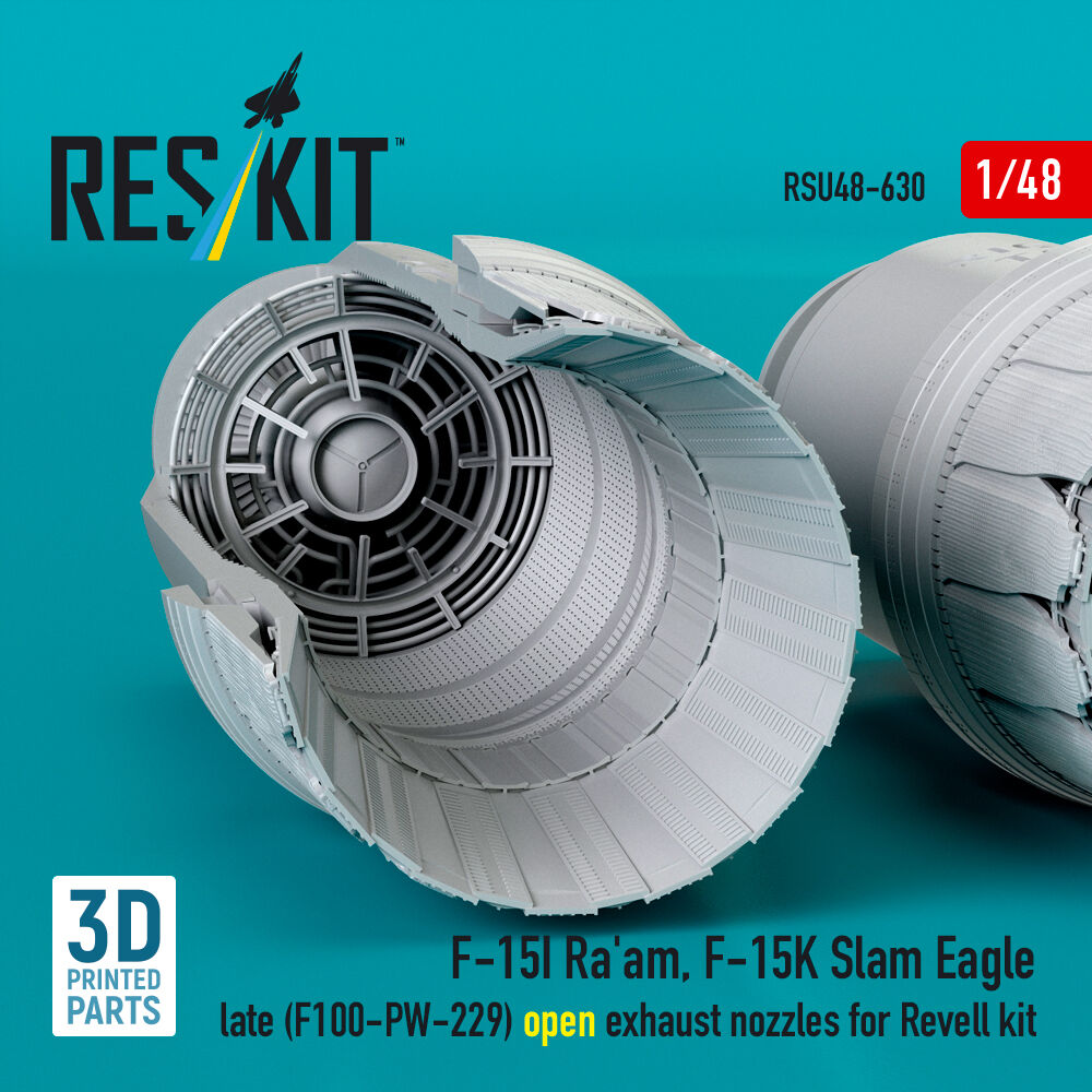 F?15I Ra'am, F?15K Slam Eagle late (F100-PW-229) open exhaust nozzles for Revell kit (3D Printed)