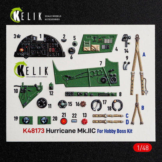 Hurricane Mk.IIC - interior 3D decals for Hobby Boss