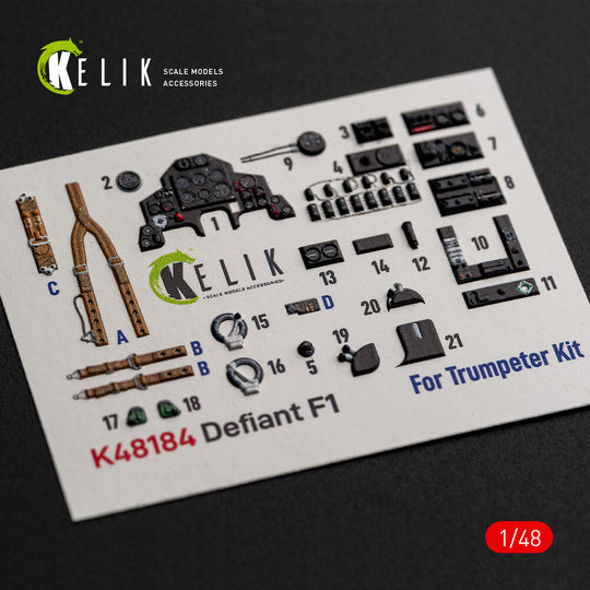 Defiant F1 - interior 3D decals for Trumpeter