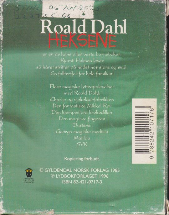 Roald Dahl – Heksene (Lydbok). Kassett.
