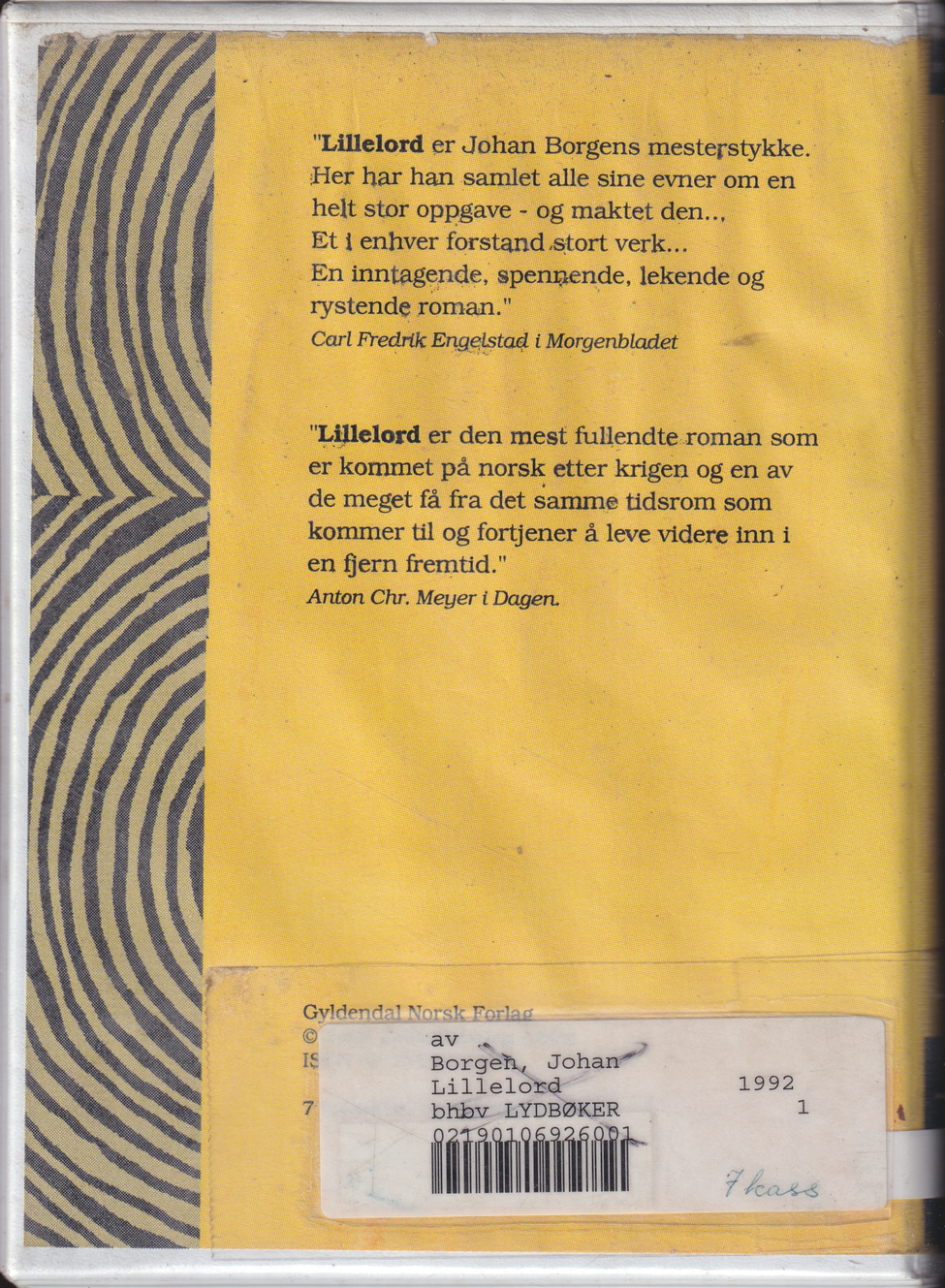 Johan Borgen – Lillelord (Lydbok). Kassett.