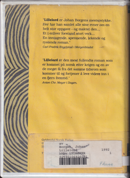 Johan Borgen – Lillelord (Lydbok). Kassett.