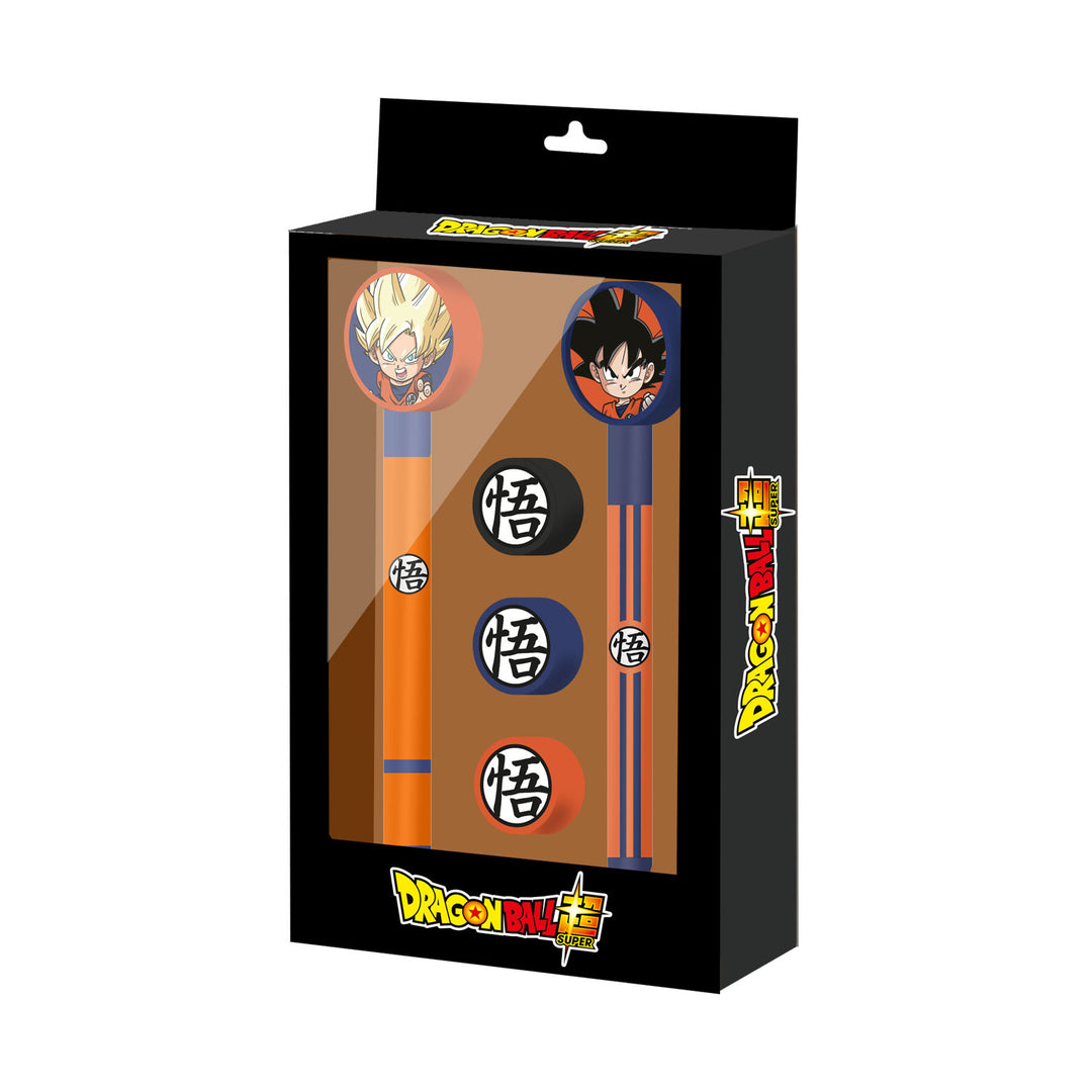 DRAGON BALL SUPER - Set of 2 Pencils + 3 Erasers