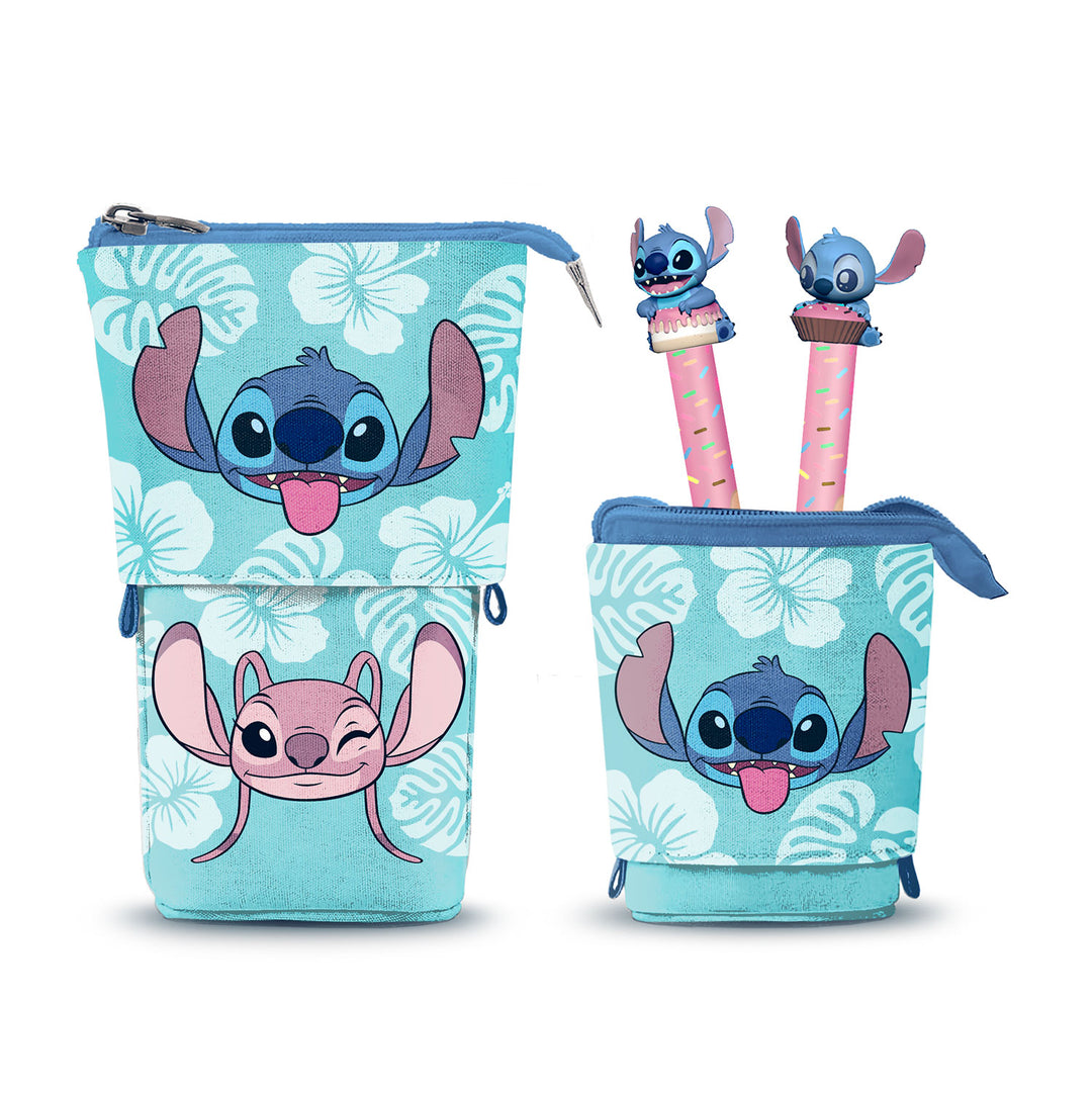 STITCH & ANGEL - Vertical "Cute" Pencil Case + 2 Gel Pen