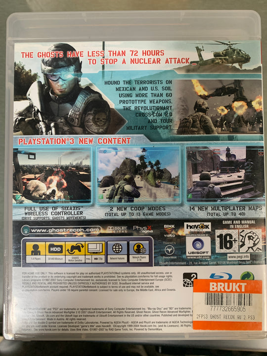 Tom Clancy's Ghost Recon Advanced Warfighter 2. PS3.
