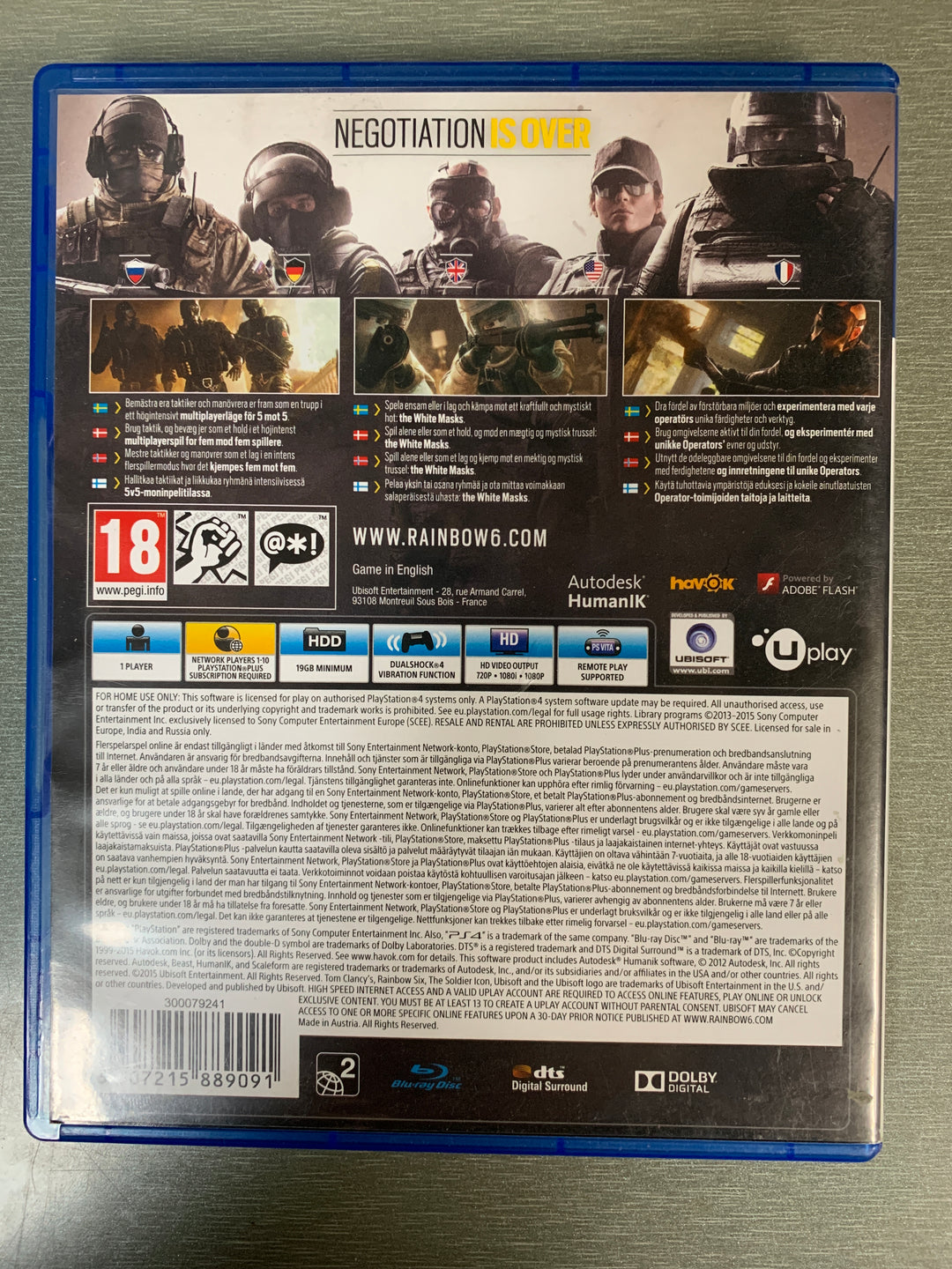 Tom Clancy’s Rainbow Six Siege. PS4.