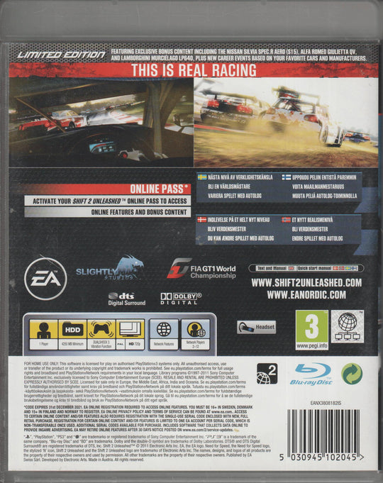 Need for Speed: Shift 2 Unleashed Limited Edition. PS3.