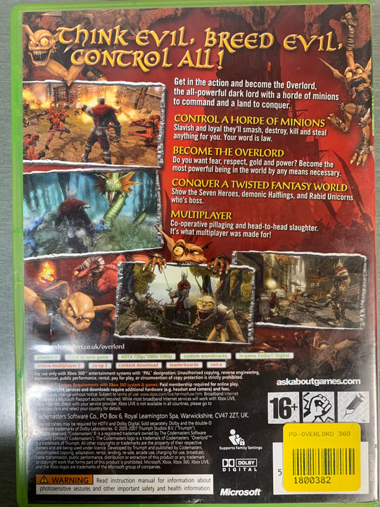 Overlord. XBOX.
