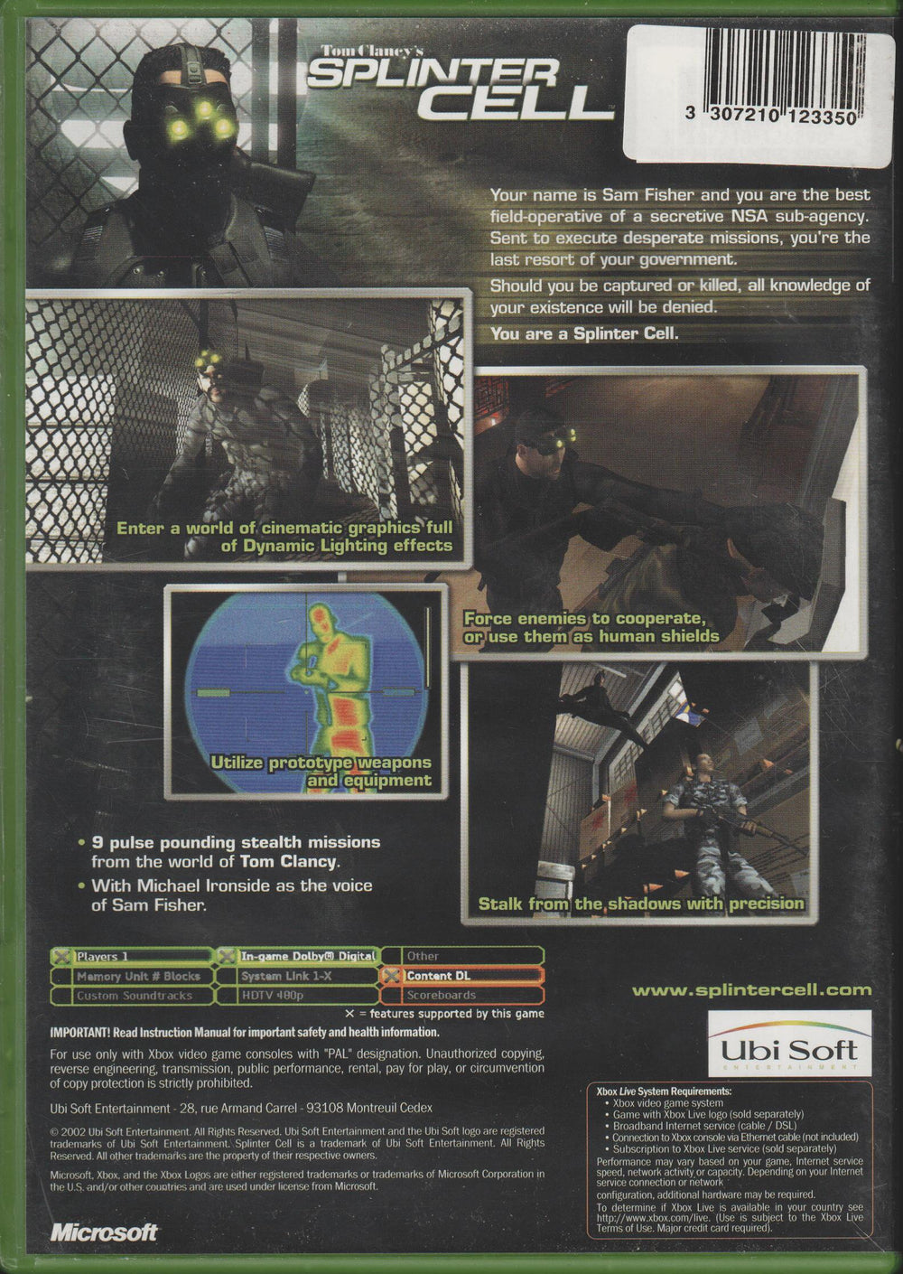 Tom Clancy’s Splinter Cell. XBOX.